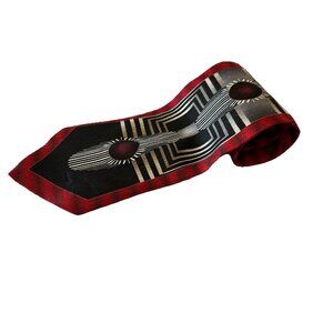🌵4/$25 EMILIO PONTI Handmade 100% Silk Men's‎ Red Geometric Necktie Business